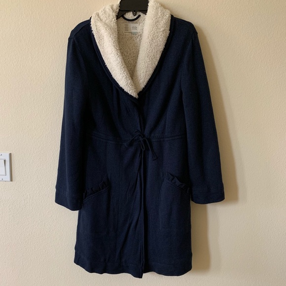 Anthropologie Jackets & Blazers - 🎉HP🎉 EUC Vintage ANTHRO Sherpa Coat Robe (navy blue) in one size for women